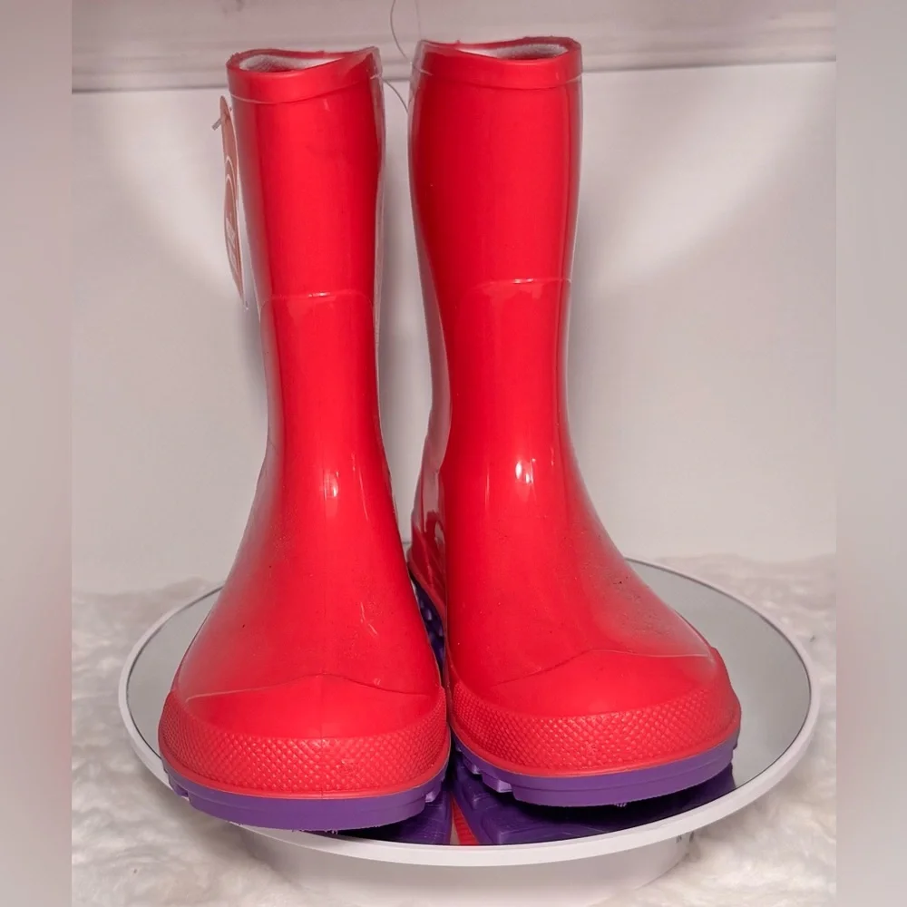 Wonder Nation Kids Bright Pink & Purple Rain Boots, size 7/8, NWT